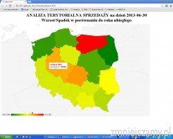 Wzrost lub spadek sprzeday rok do roku w podziale na województwa